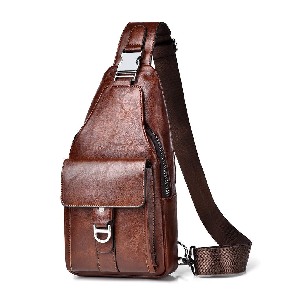 Premium Leather Water-Resistant Chest Bag, Single Shoulder Crossbody