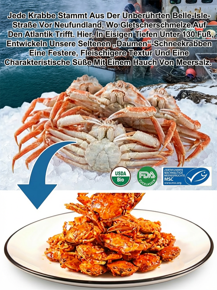 Würzige Krabben-Snacks – sofort verzehrfertig, mit hohem Eiweiß- und niedrigem Natriumgehalt.