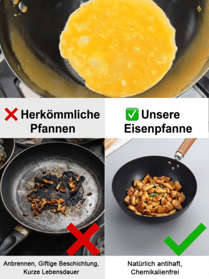 Original Japanische Iwate Meister-Pfanne (Handgehämmert) – 100% LFGB, Antihaft ohne Chemie, Kratzfest, Ultraleicht(Nur 800g)