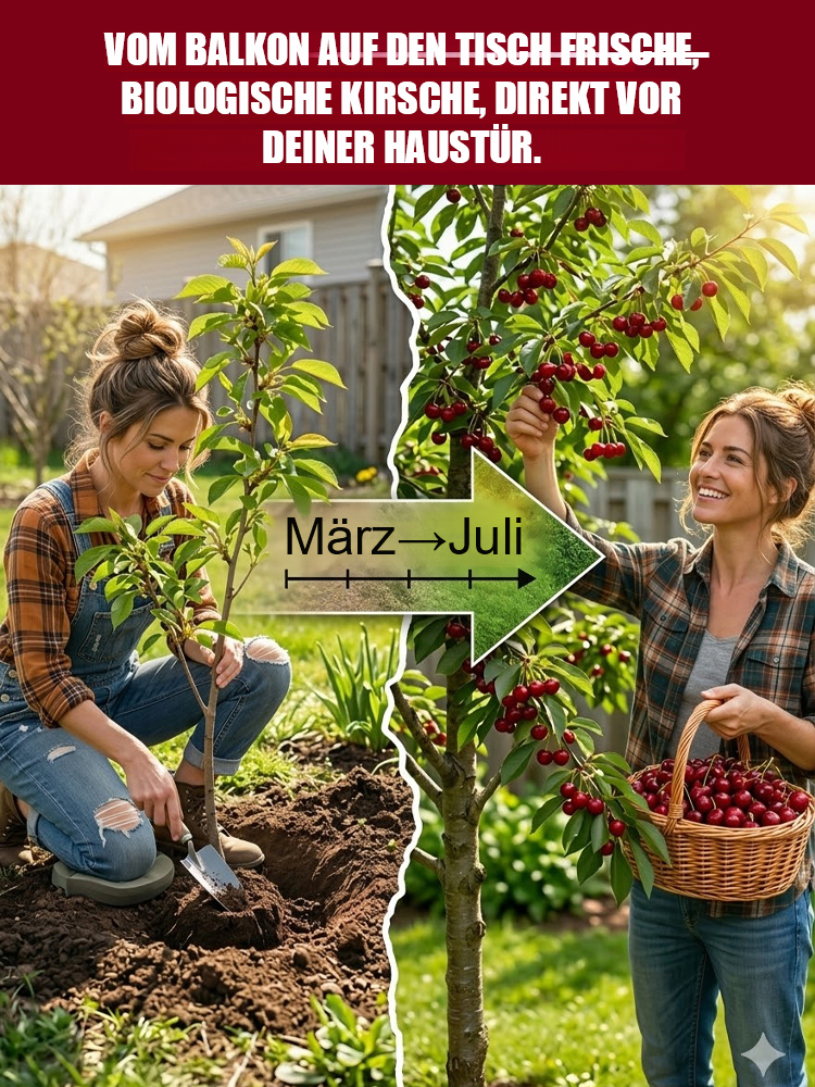 Premium Zwerg-Kirschbaum Setzling (Deutsche Züchtung) 🍒 Jetzt pflanzen, schon im Mai riesige Kirschen ernten⚡1 Kaufen+ 1 GRATIS dazu erhalten.