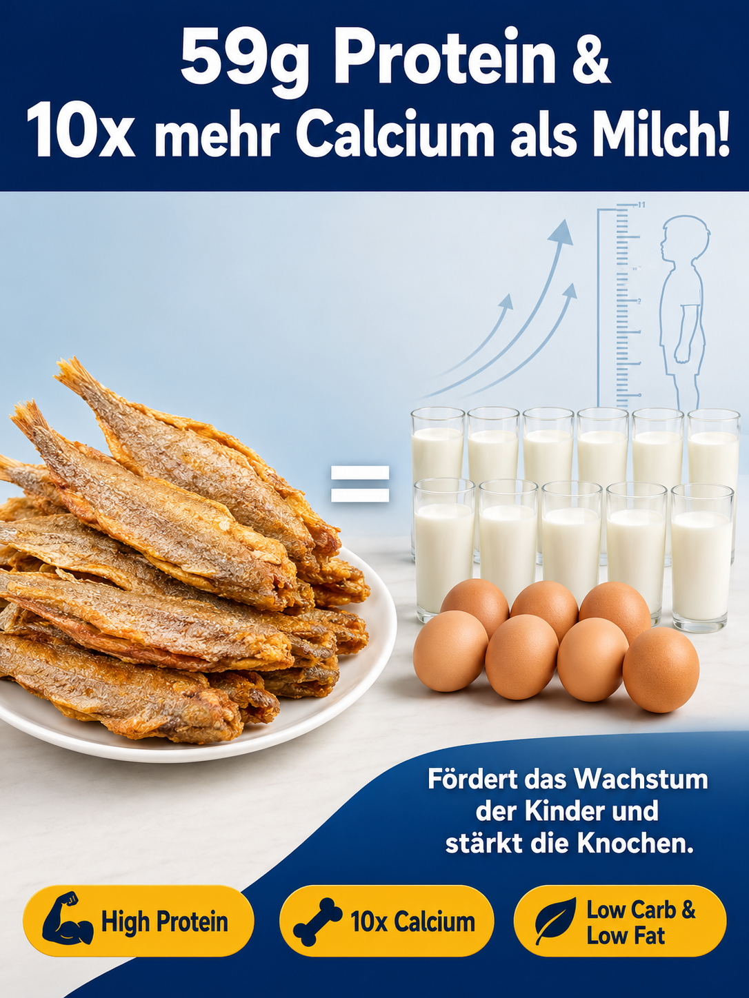 【Reines Naturprodukt】Wilde Nordsee-Umberfisch Snacks ✨ 0% Öl – 100% Knusprig ✨ Natürliche Kalzium-Quelle • Kalorienarm.