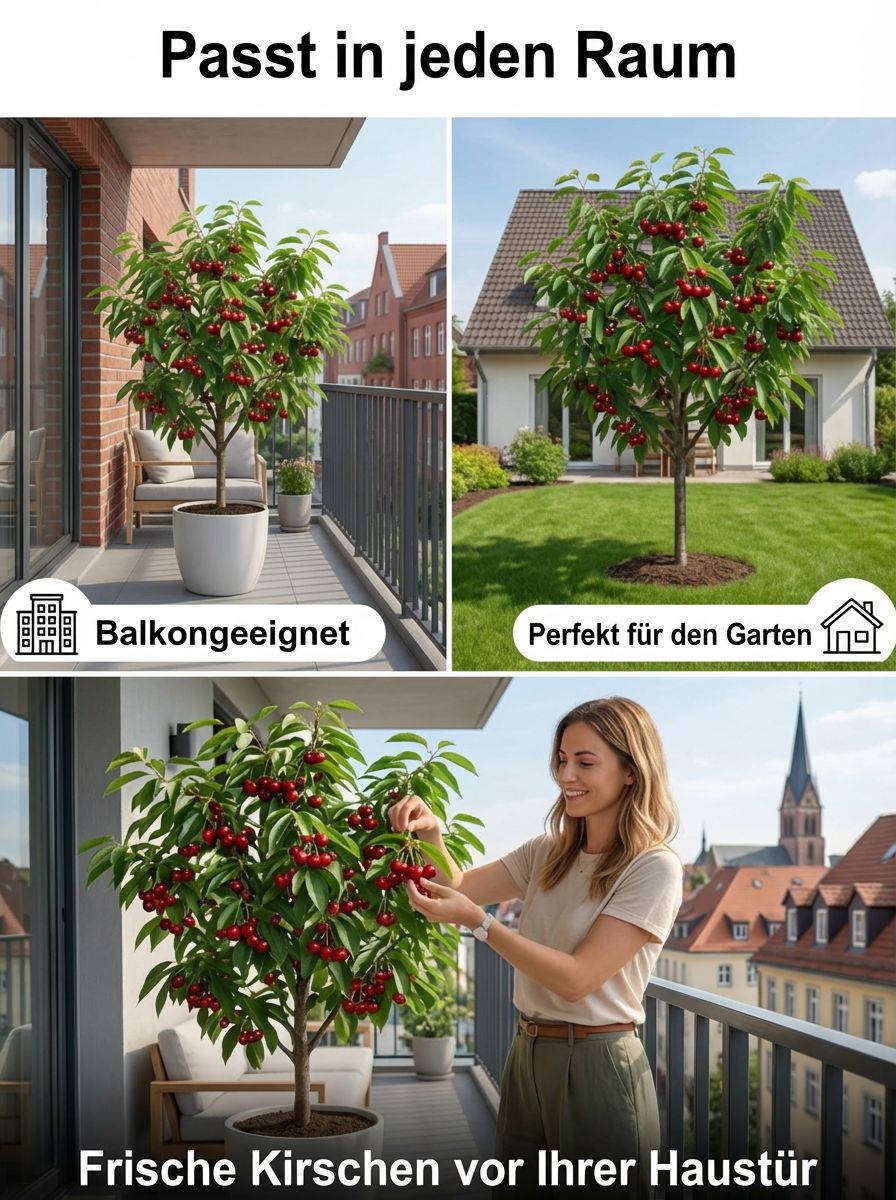 Weltneuheit aus Dresden: Der 1. kernlose Bio-Süßkirschenbaum (Zwergwuchs, Ernte ab Juni)– 50kg Ertrag, 100%Winterhart (-20°C)