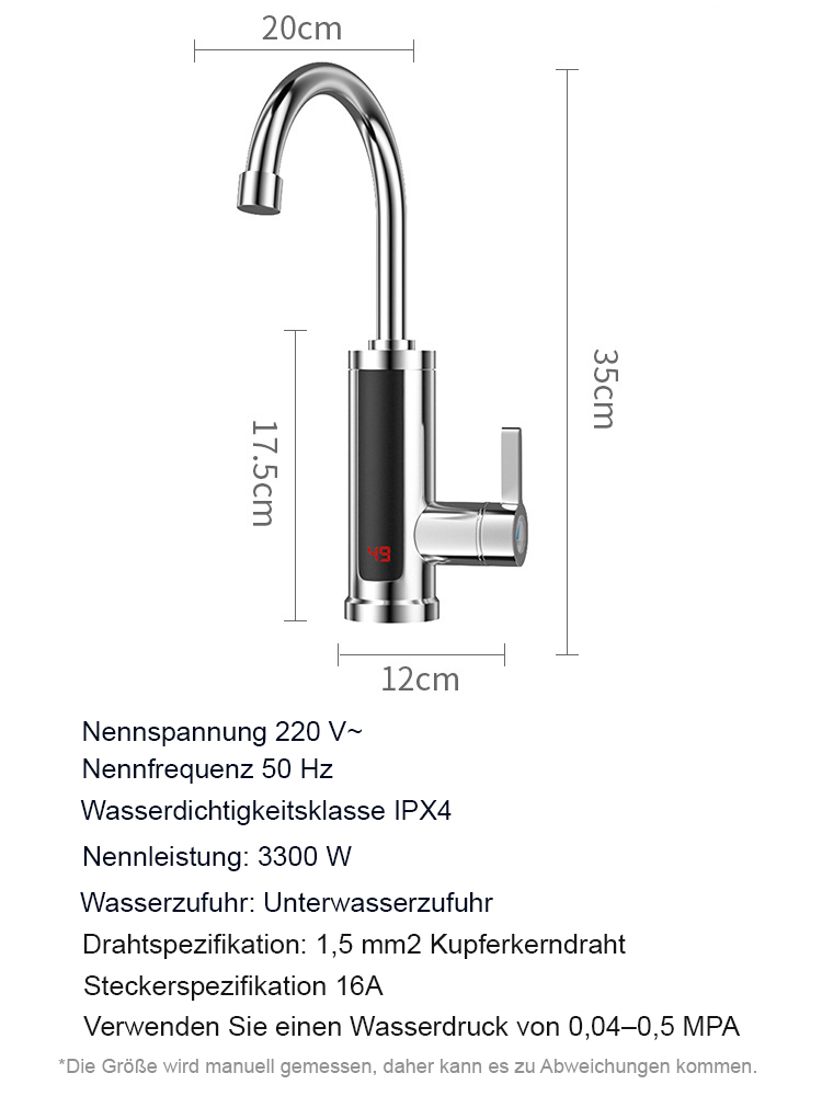 【30 Tage kostenlose Probe】A+++ Energiesparender Sofort-Heißwasserhahn, heißes Wasser in 3 Sekunden – spart jährlich bis zu 300 € Stromkosten