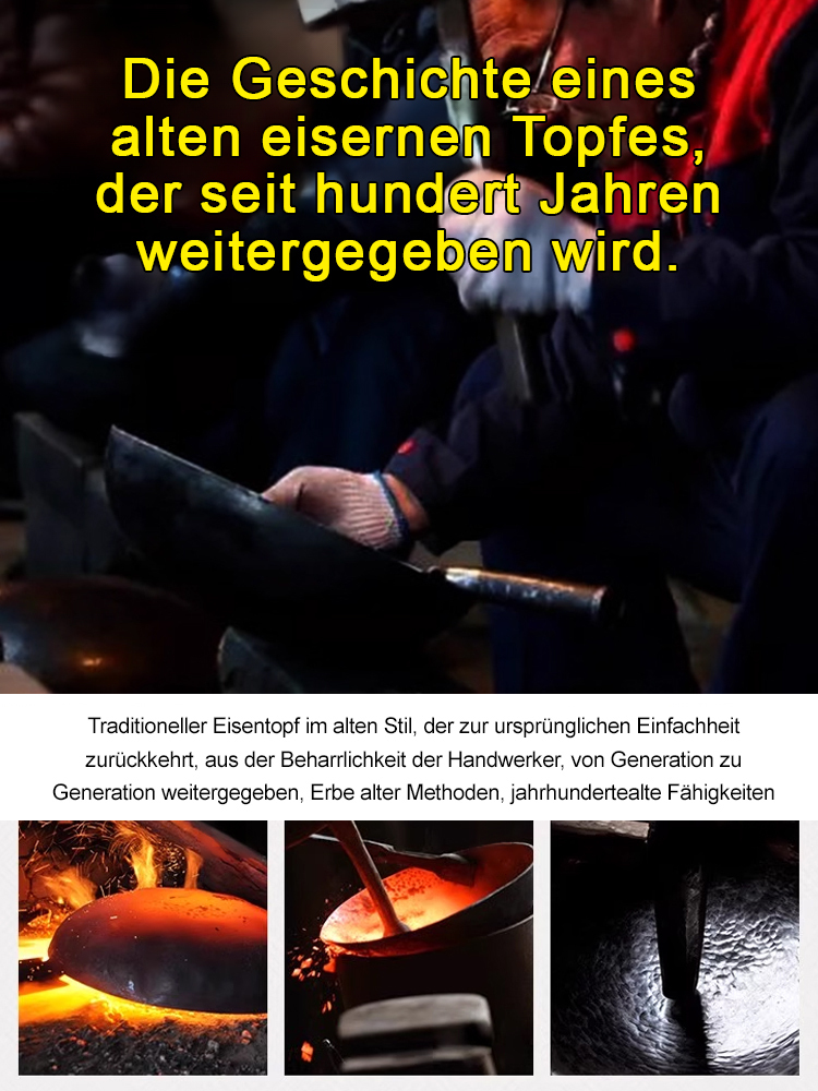 Original Japanische HandgeschmiedetePremium-Eisenpfanne 🍳 100% Unbeschichtet, 🌿 Chemiefrei & ⚡ Induktionsgeeignet！
