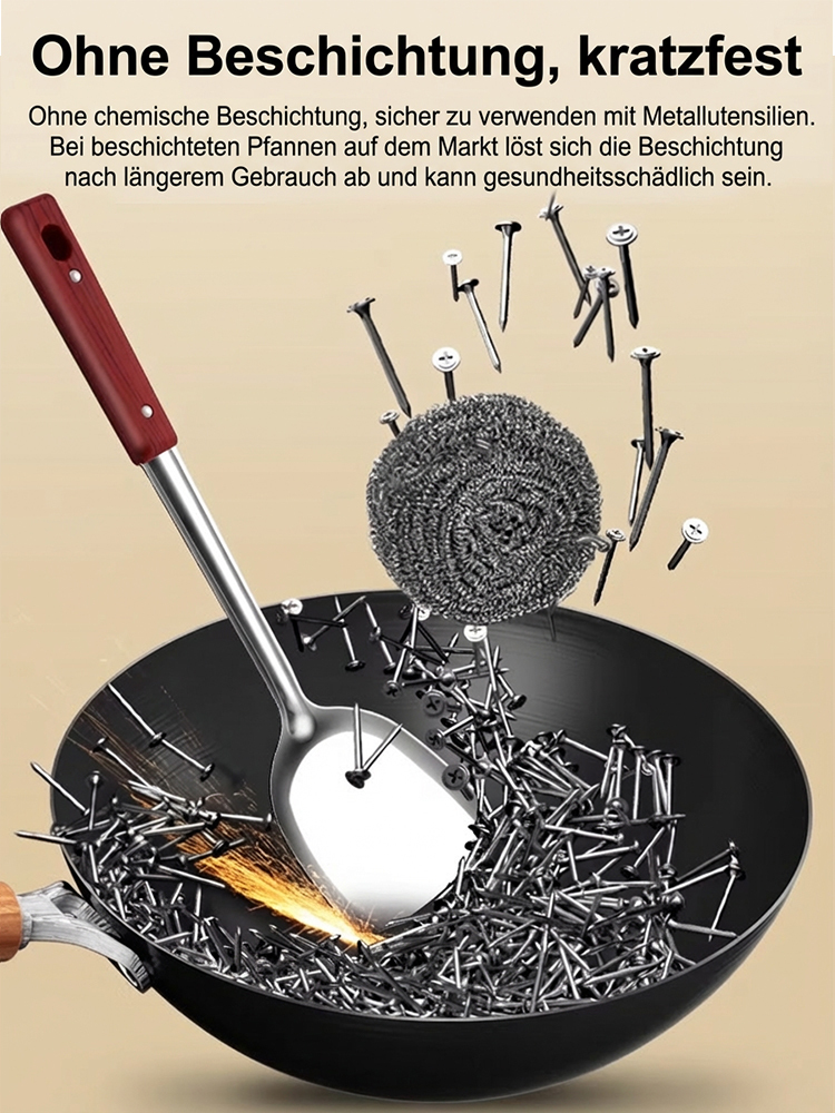 Original Japanische Iwate Meister-Pfanne (Handgehämmert) – 100% LFGB, Antihaft ohne Chemie, Kratzfest, Ultraleicht(Nur 800g)