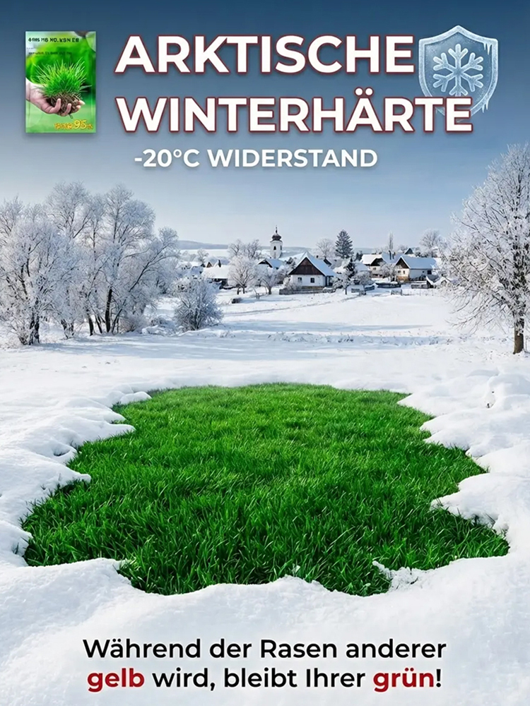 Profi-Saatgut: Standard wie auf dem Golfplatz🌿Der immergrüne "Bundesliga"-Rasen für -20°C Winter, extreme Sommerhitze (Blitzkeimung in 7 Tagen)