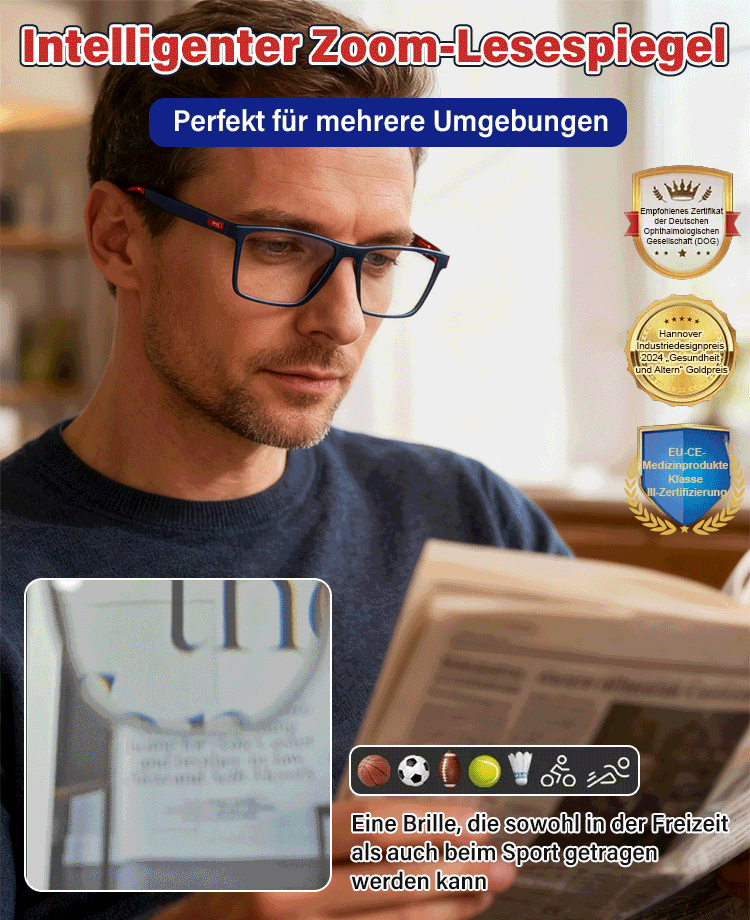 【Nie mehr Brille abnehmen】Intelligente Autofokus-Brille mit 0,01-Sekunden-Reaktionszeit – klare Sicht in die Ferne und Nähe