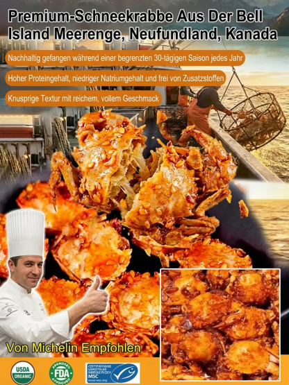 Würzige Krabben-Snacks – sofort verzehrfertig, mit hohem Eiweiß- und niedrigem Natriumgehalt.