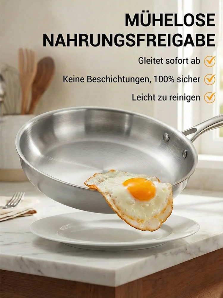  100% Unbeschichtet🔥 Physikalischer Antihaft-Effekt ganz ohne giftiges PFAS ✨ Die Pfanne fürs Leben！