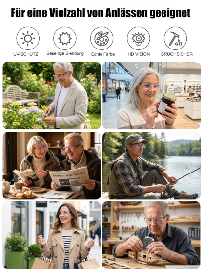 Intelligente Gleitsichtbrille mit Schnellfokus – 0,01 s automatische Anpassung ❤️ nahtloser Wechsel zwischen Nah- und Fernsicht, kein ständiges Auf- und Absetzen