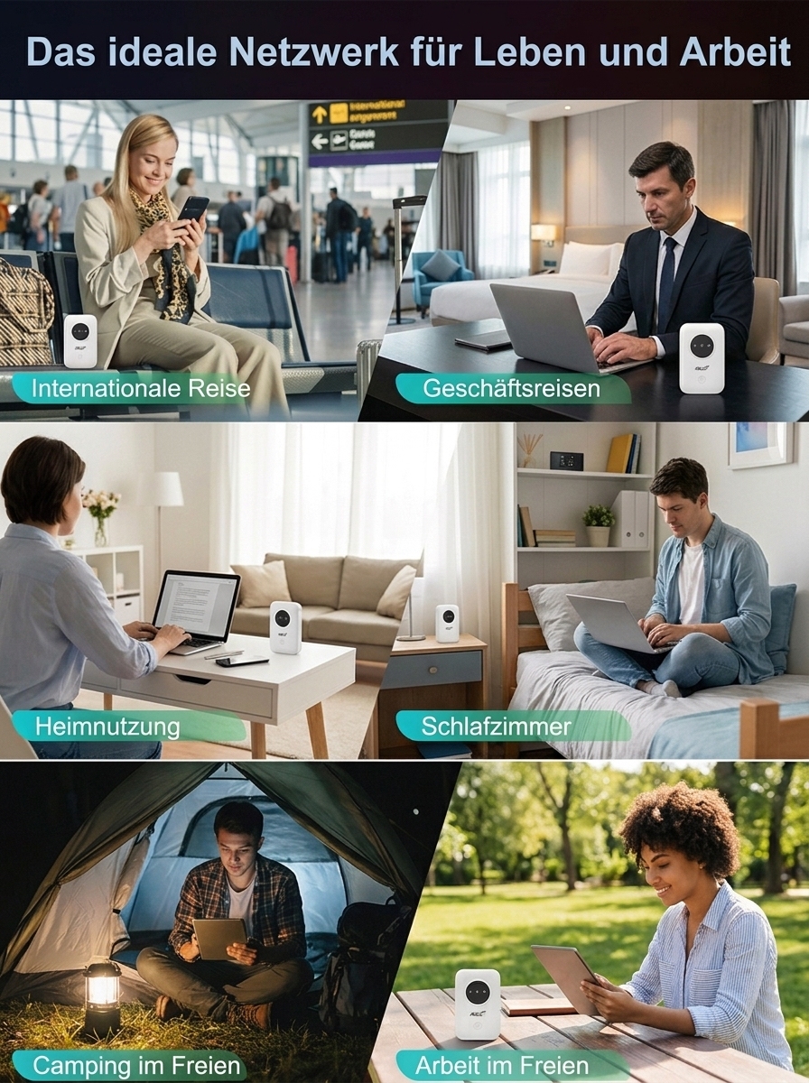 Einmal kaufen, lebenslangsurfen】Mini 5G WLAN-Router | Ohne SIM Keine Monatsgebühr Kein Vertrag | 500 Mbps Highspeed – Verbindet 10 Geräte, 12h Akku, Keine Monatsgebühren🚀🌐