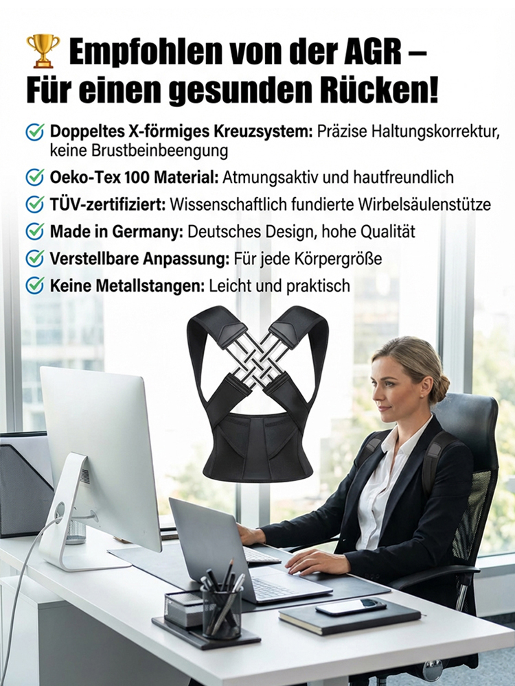 Von Physiotherapeuten empfohlen: Unsichtbarer Rückenstützgurt für eine perfekte Körperhaltung | 100% Unsichtbar,Optisch schlanker & Elegante Silhouette | Atmungsaktives Waben-Gewebe ohne Einschneiden - FBA