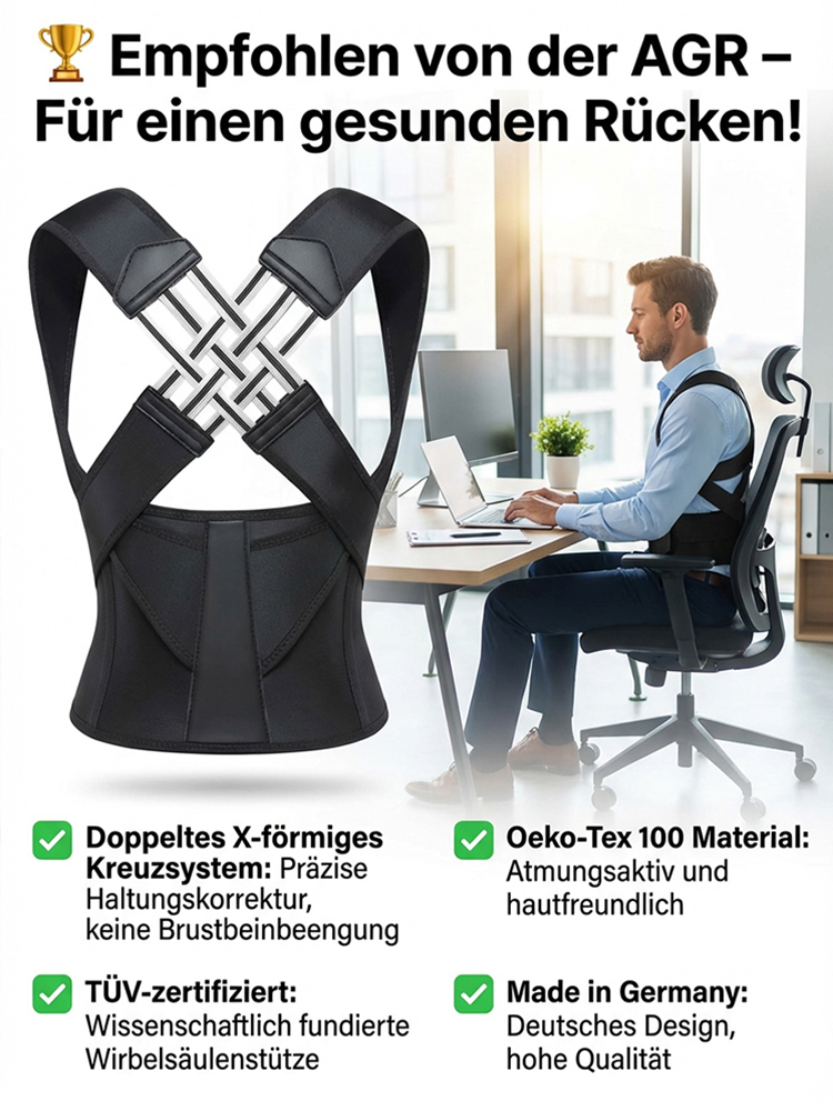 Von Physiotherapeuten empfohlen: Unsichtbarer Rückenstützgurt für eine perfekte Körperhaltung | 100% Unsichtbar,Optisch schlanker & Elegante Silhouette | Atmungsaktives Waben-Gewebe ohne Einschneiden - FBA