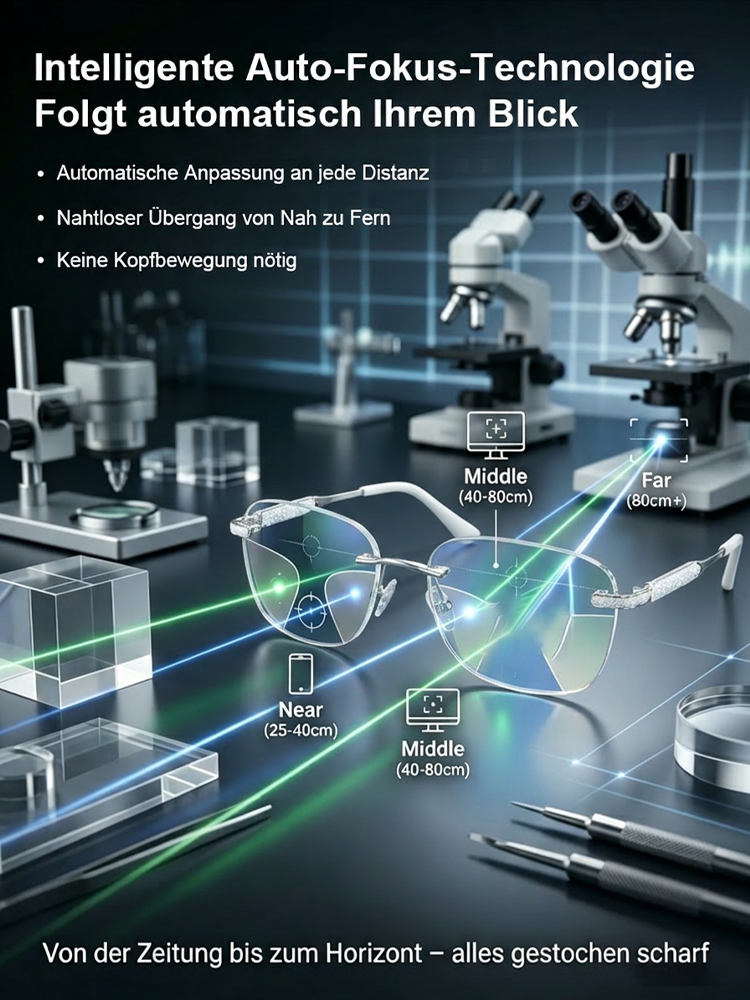 Intelligente Smart-Zoom Brille aus Sabae-Titan (10g) – Automatische Scharfeinstellung ohne Sehtest丨 Passt sich jeder Sehstärke an (Lagerverkauf)