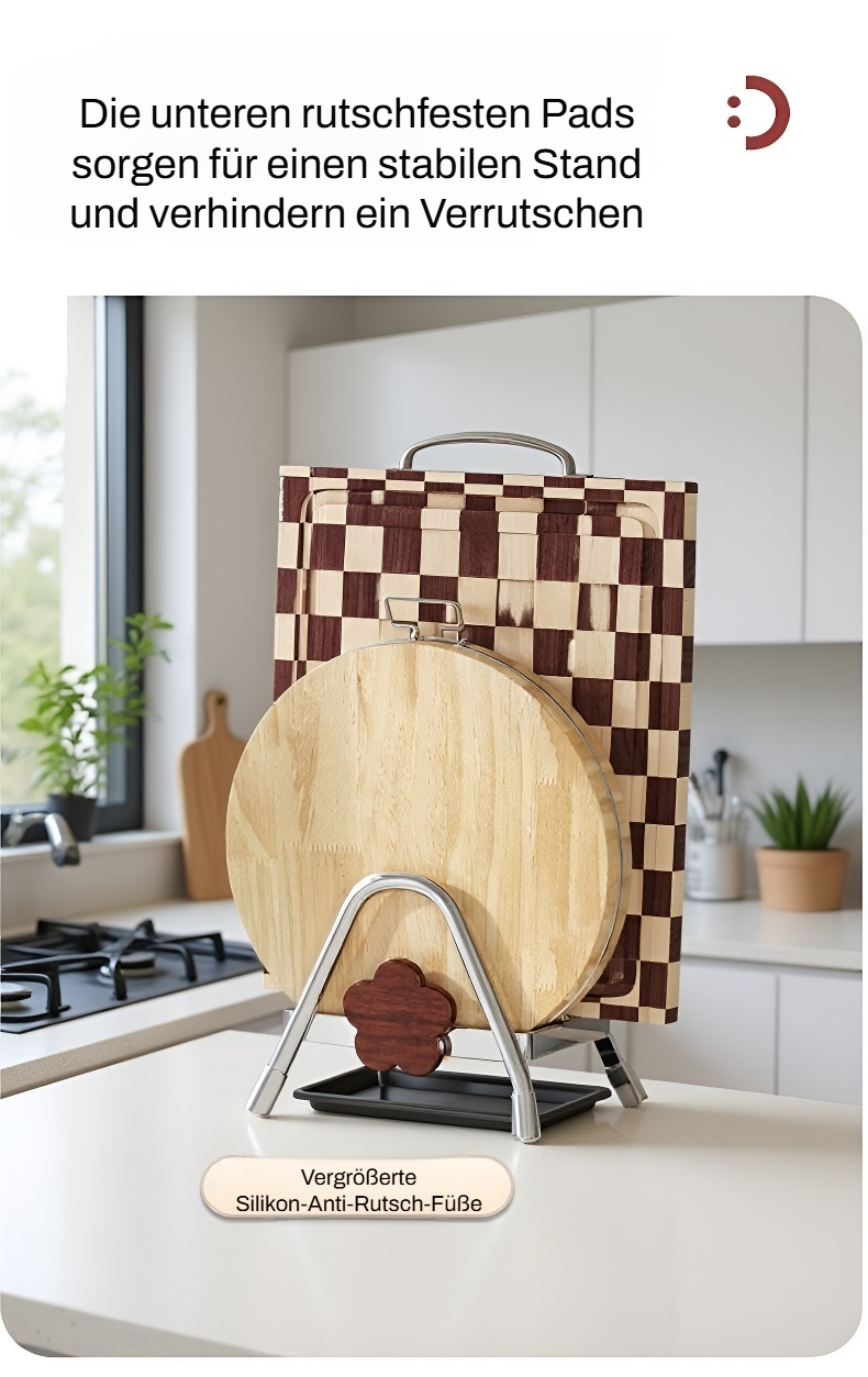 Vielseitiger Schneidebretthalter aus Naturholz