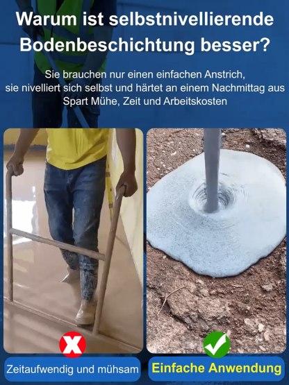 【100% Lösungsmittelfreie】 Selbstnivellierende Bodenbeschichtung – Deckt 80m², ohne Grundierung & Schleifen | Trocknet in 2 Std | Geruchlos,Formaldehydfrei & Blauer Engel Zertifiziert.