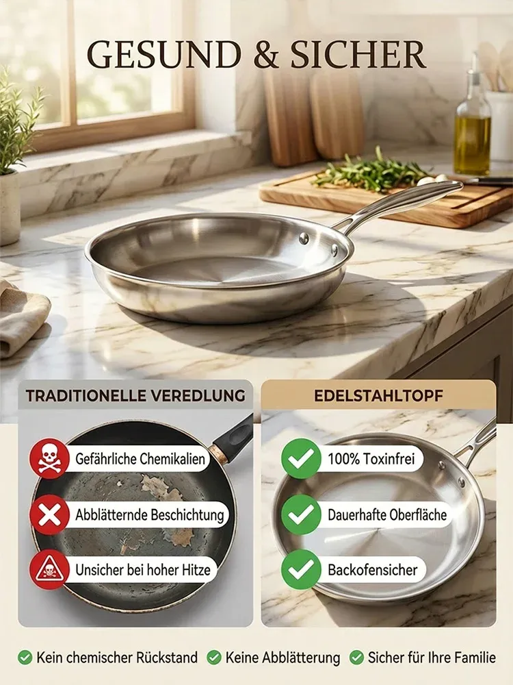 Edelstahlpfanne ohne Beschichtung