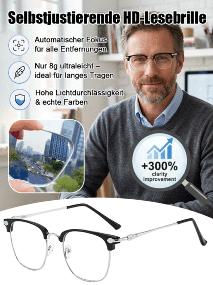 【Kein Sehtest Nötig】Adaptive Flüssigkristall Fokus Brille | Stufenlos -10 bis +10 dpt | Ultraleicht 6g | Blaulichtfilter 👓✨Ohne Sehtest von 0 bis 1000 Dioptrien✨
