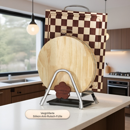 Multifunktionaler rustikaler dicker Buchenholz-Schneidebrettständer