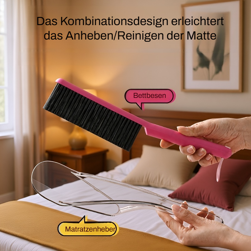 Einhand-Bettbürste und Bettanheber 2-in-1