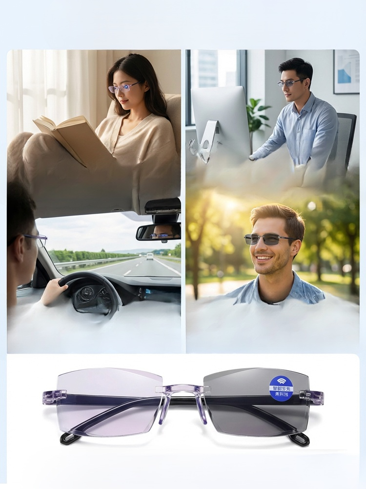 【Kein Sehtest Nötig】Adaptive Flüssigkristall Fokus Brille | Stufenlos -10 bis +10 dpt | MDR Zertifiziert | Ultraleicht 6g | Blaulichtfilter 👓