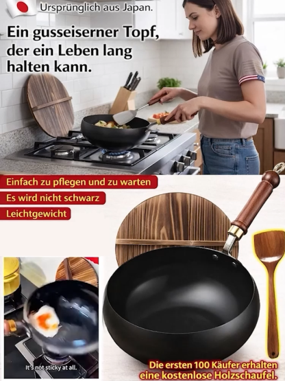 Original Japanische Tsubame-Sanjo Meister-Pfanne – 100% Giftfrei, Lebenslange Antihaft-Wirkung！