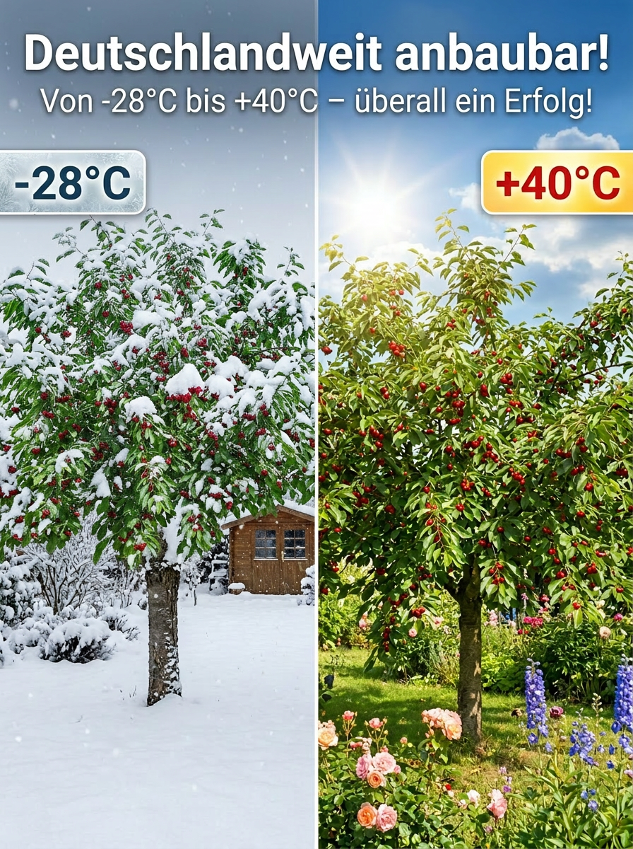 Wunderbaum Regina × Kordia: Kirschbaum-Setzling mit 99% Anwuchsrate | 2-3 Ernten pro Jahr | Jetzt pflanzen, im Juni ernten! | Gratis Versand