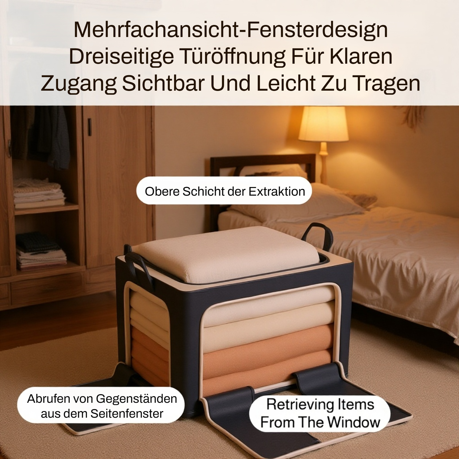 Faltbare Box zur ordentlichen Kleidungslagerung