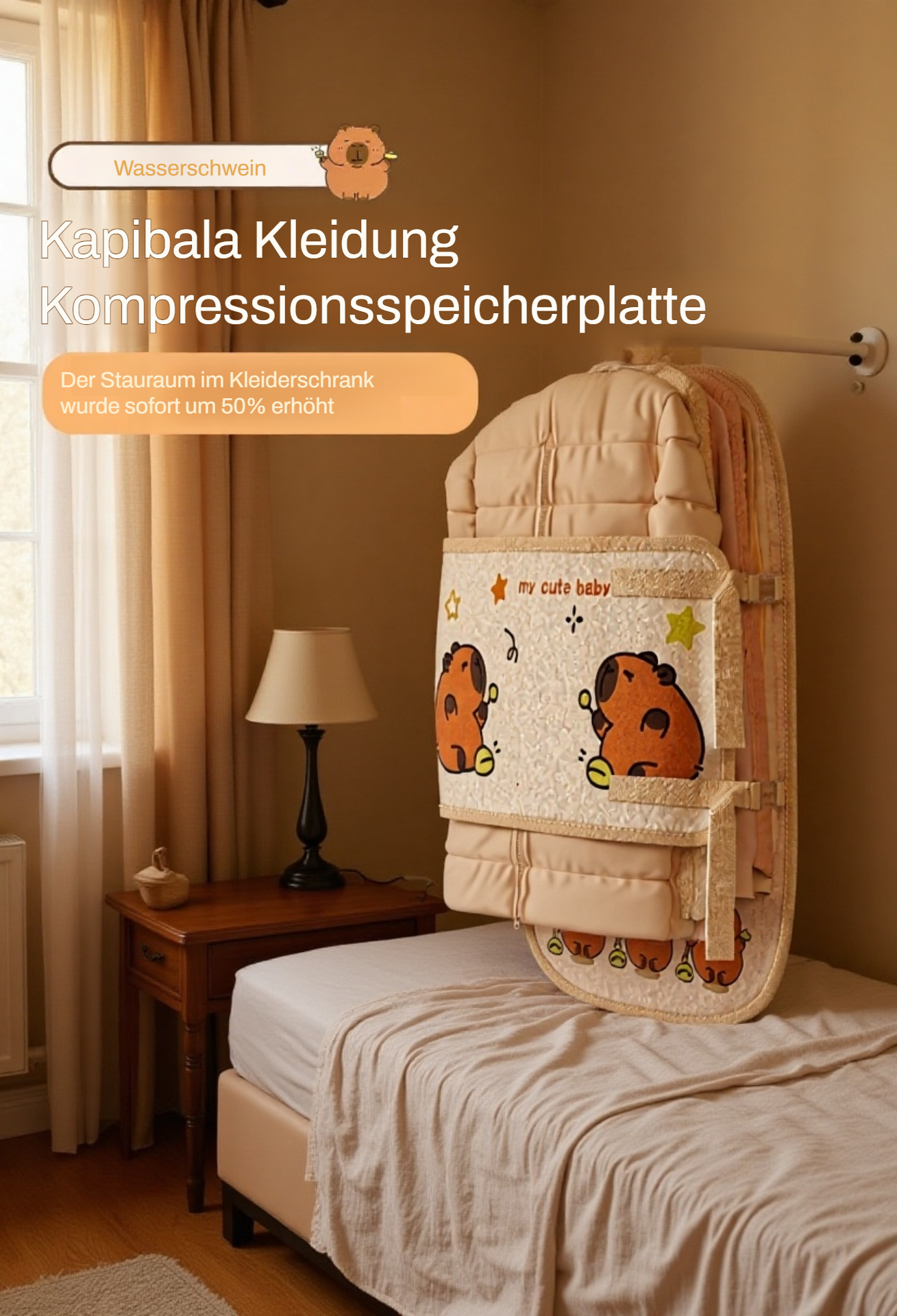 Platzsparende Kleider-Kompressions-Aufbewahrungsplatte im Einsatz