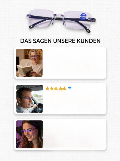 【Kein Sehtest Nötig】Adaptive Flüssigkristall Fokus Brille | Stufenlos -10 bis +10 dpt | MDR Zertifiziert | Ultraleicht 6g | Blaulichtfilter 👓
