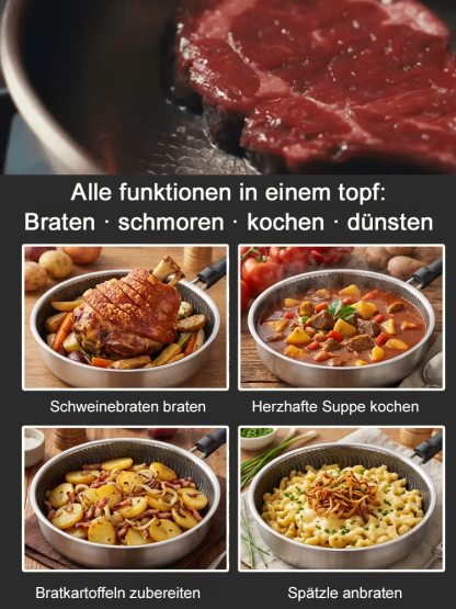 [Aus Geislingen] Edelstahl-Wabenpfanne & Antihaft | 100% Chemiefrei (LFGB/SGS) | 1 Mio. Mal Abriebfest | 80% Energiesparend 🍳🥩