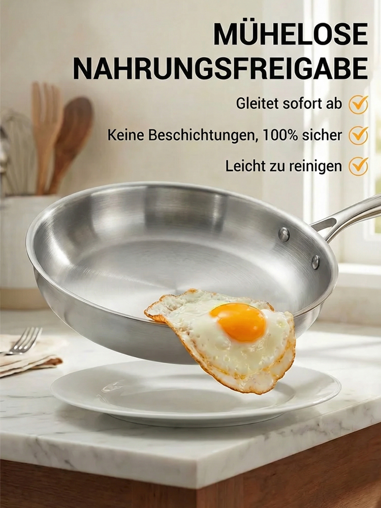 Edelstahlpfanne ohne Beschichtung