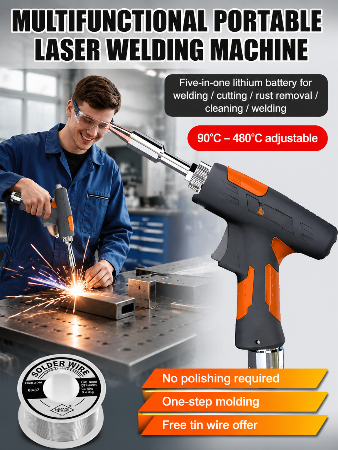 【90℃-480℃ adjustable】 2000 W ultra-high performance | precise welding in 0.1 seconds | efficiency up to 500% !
