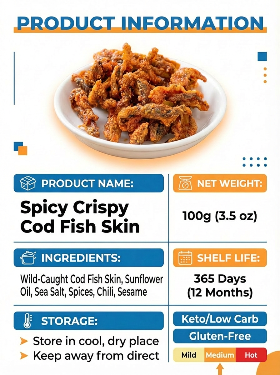 【Fresh and Crunchy】Spicy and Crispy Cod Skin