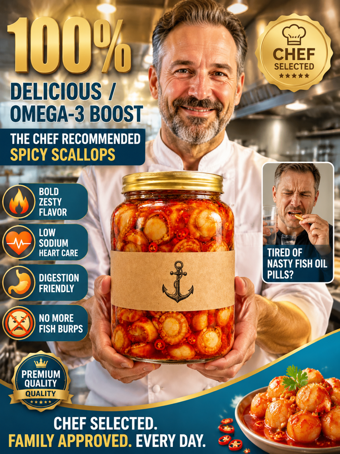 【Half price today only: less than $9 per can】🌶️ Wild Alaska Ready to Eat Wild Scallops | Buy 3 Get 4  Free | High Protein Keto Snack🐚
