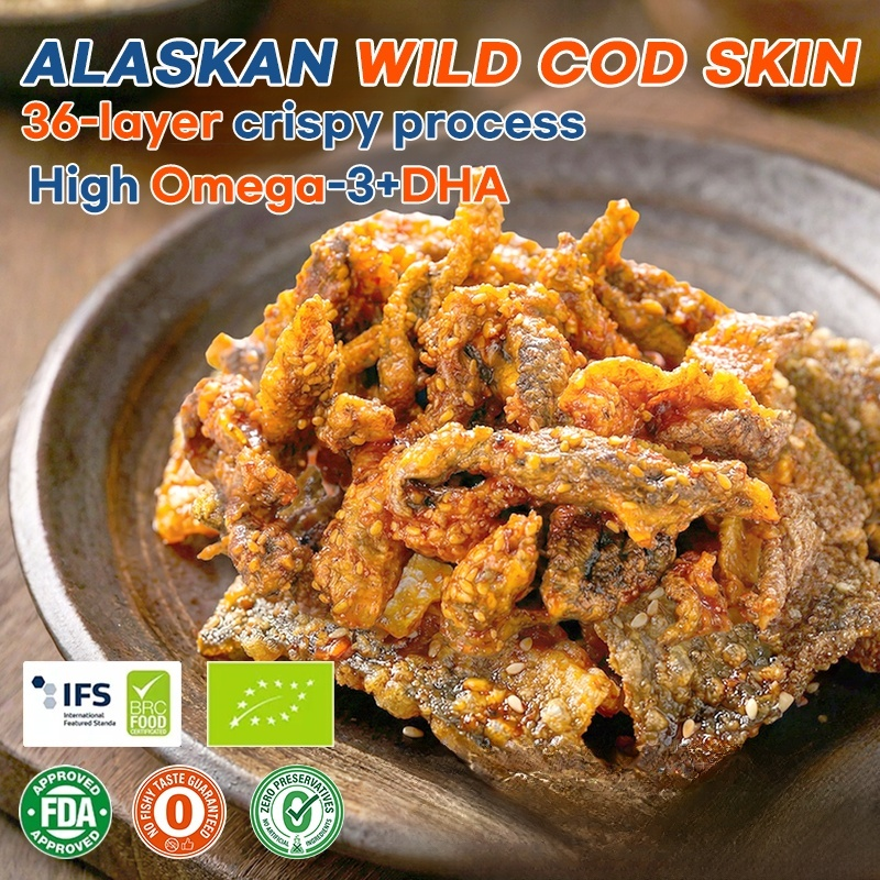【200 pieces/pack】Wild Caught Alaska Cod Skin Chips ❤️ Slow Baked CrunchySnack | 0 Additives | No Oil Added 🐟