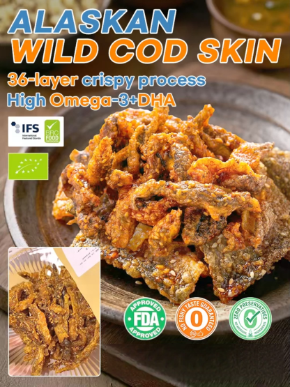 【200 pieces/pack】Wild Caught Alaska Cod Skin Chips ❤️ Slow Baked CrunchySnack | 0 Additives | No Oil Added 🐟
