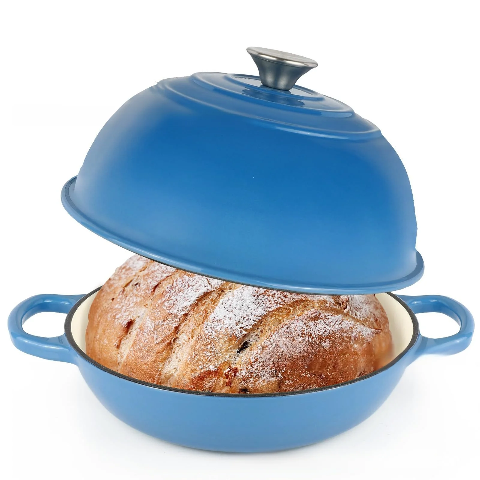 6-Quart Round Enamelled Cast Iron Bread Pan with Lid - 26cm, perfect for homemade baking 🥘🍞