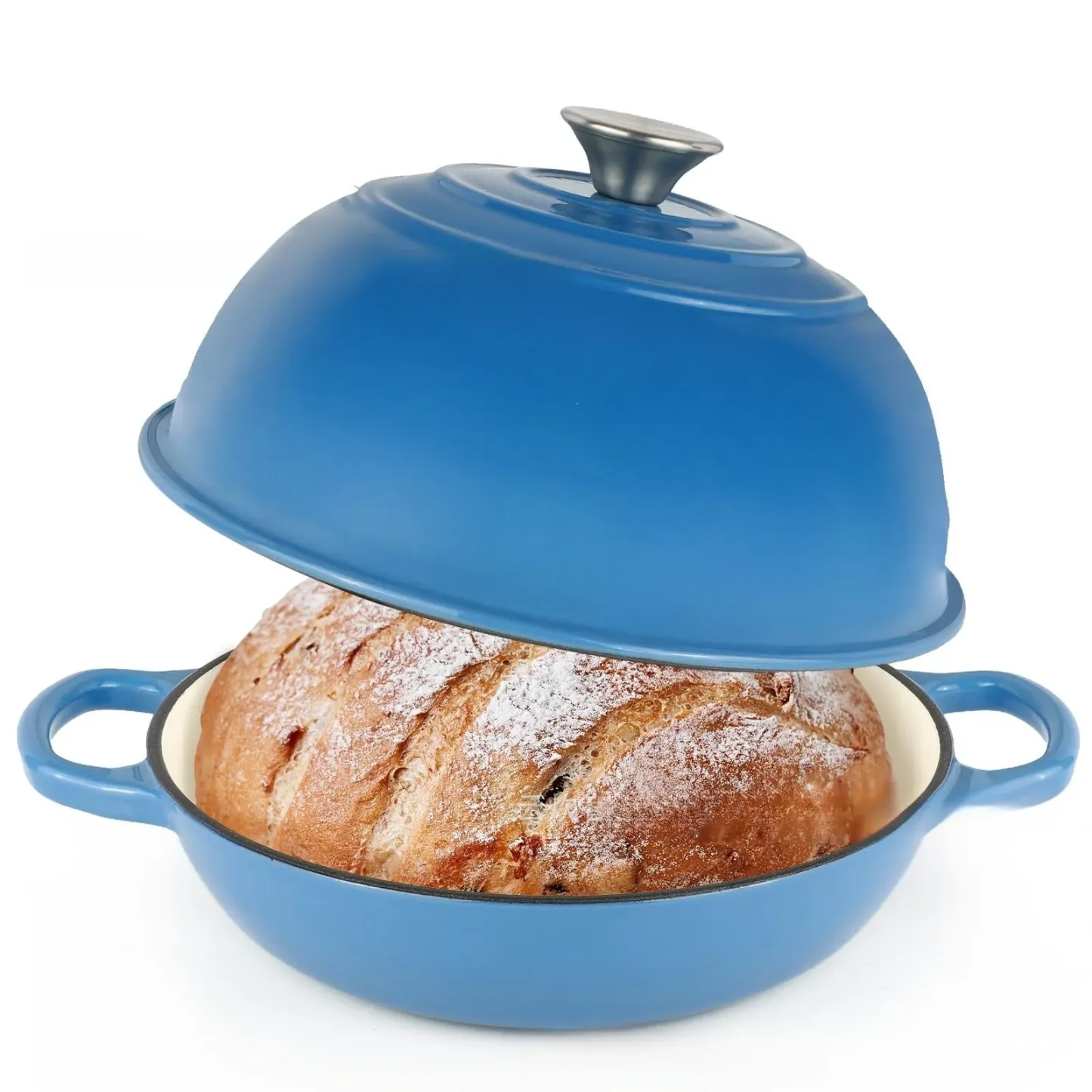 6-Quart Round Enamelled Cast Iron Bread Pan with Lid - 26cm, perfect for homemade baking 🥘🍞