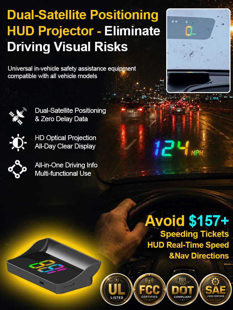 【 No Wiring】GPS Vehicle Head-Up Display Speedometer | Fighter Tech | IR Night Vision  | Real-time Speed Cam Alerts 