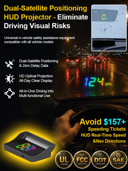 【 No Wiring】GPS Vehicle Head-Up Display Speedometer | Fighter Tech | IR Night Vision  | Real-time Speed Cam Alerts 