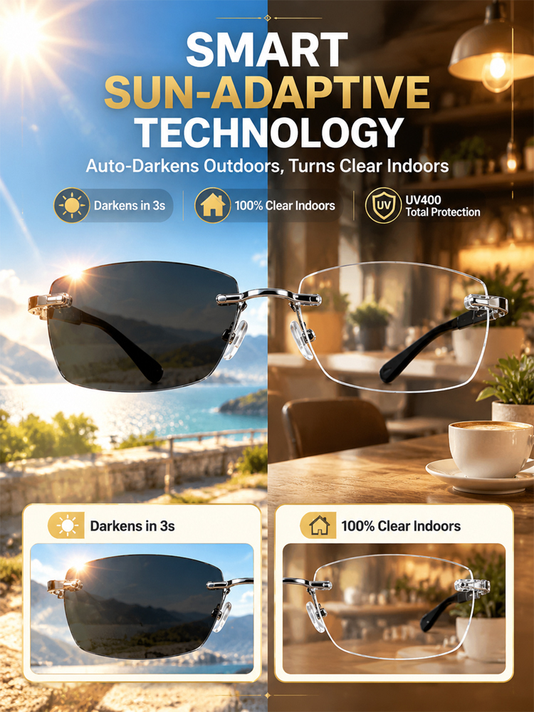✨0.01s Auto-Focus Progressive Glasses +1.00~+7.00D Stepless for Reading & Driving✨