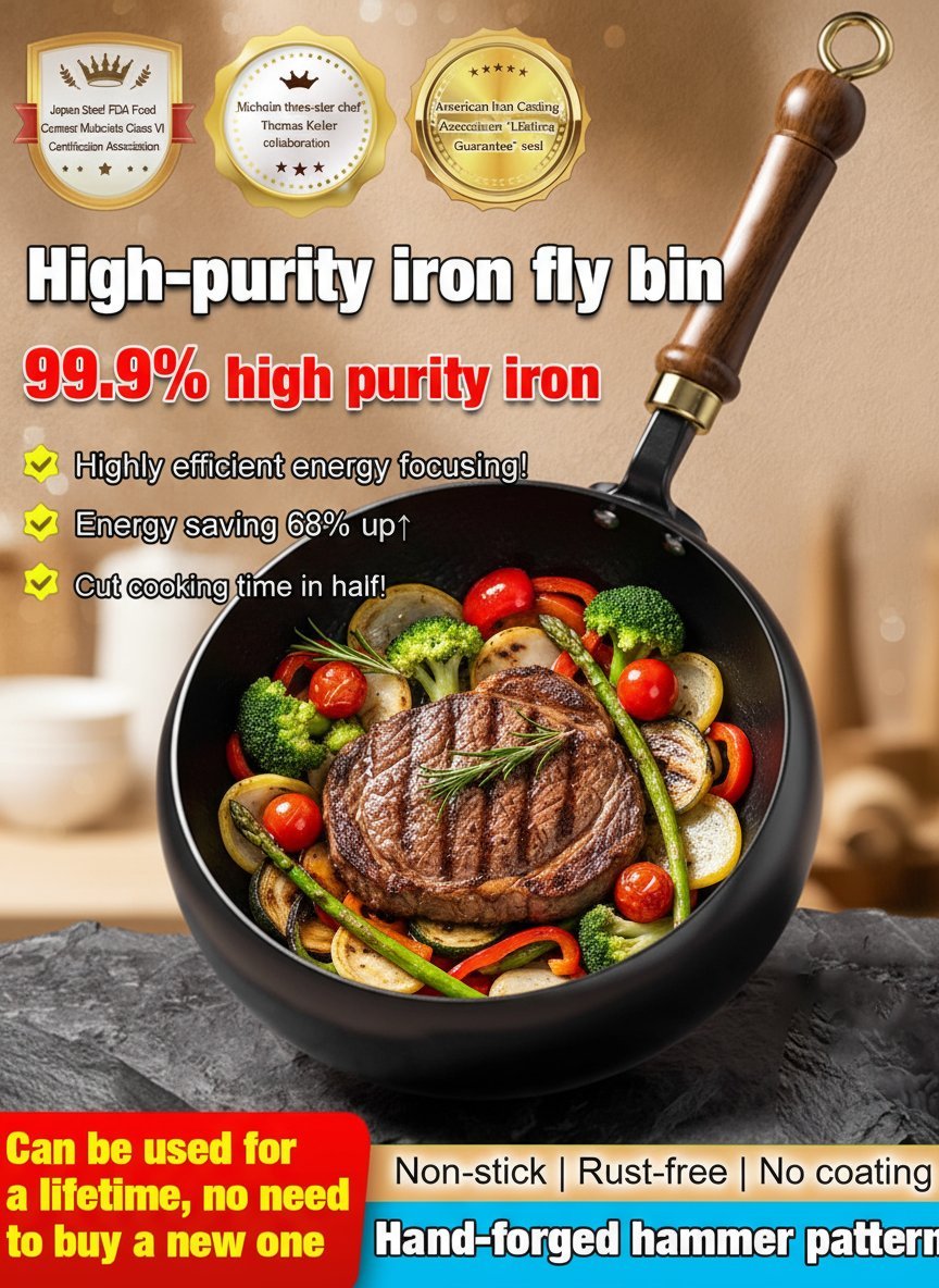 [Uncoated healthy pot] 🍳 The Forever Pan is Here!🔥Century-Grade Hand-Forged Iron Wok  10,000 Hammer Strokes Craftsmanship🪶 feather-light And built to last a lifetime.