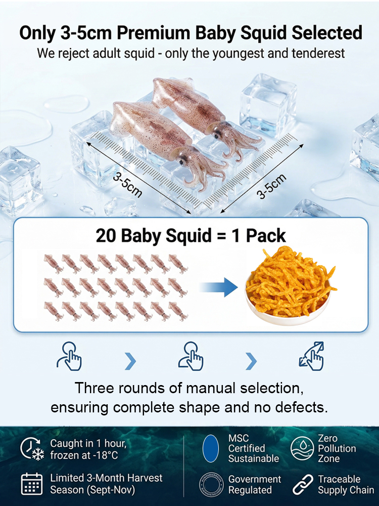 【Crunchier than Chips】Premium Patagonian Crispy Squid Strips | Low Calorie Zero Additives | High ProteinOmega-3 Snack 🦑🌊