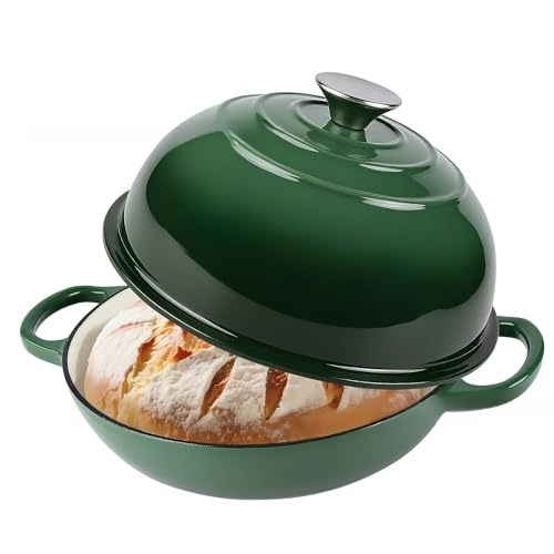 6-Quart Round Enamelled Cast Iron Bread Pan with Lid - 26cm, perfect for homemade baking 🥘🍞