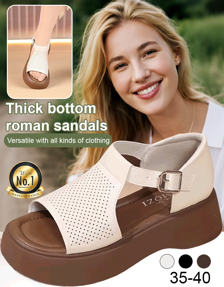 🌟 More fashionable: PLOVER fish mouth thick-soled Roman sandals - the perfect combination of comfort and elegance! 👡
