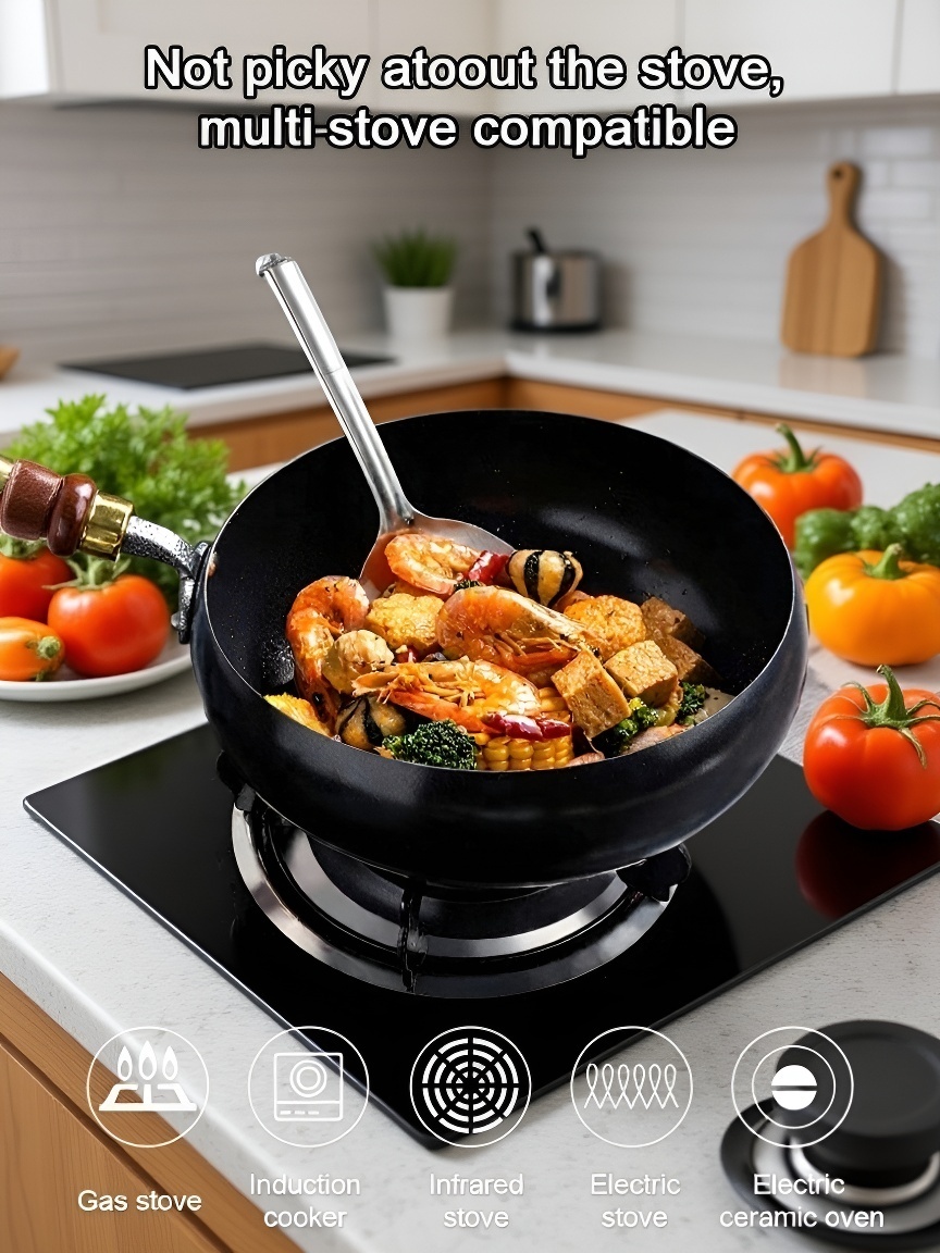 [Uncoated healthy pot] 🍳 The Forever Pan is Here!🔥Century-Grade Hand-Forged Iron Wok  10,000 Hammer Strokes Craftsmanship🪶 feather-light And built to last a lifetime.