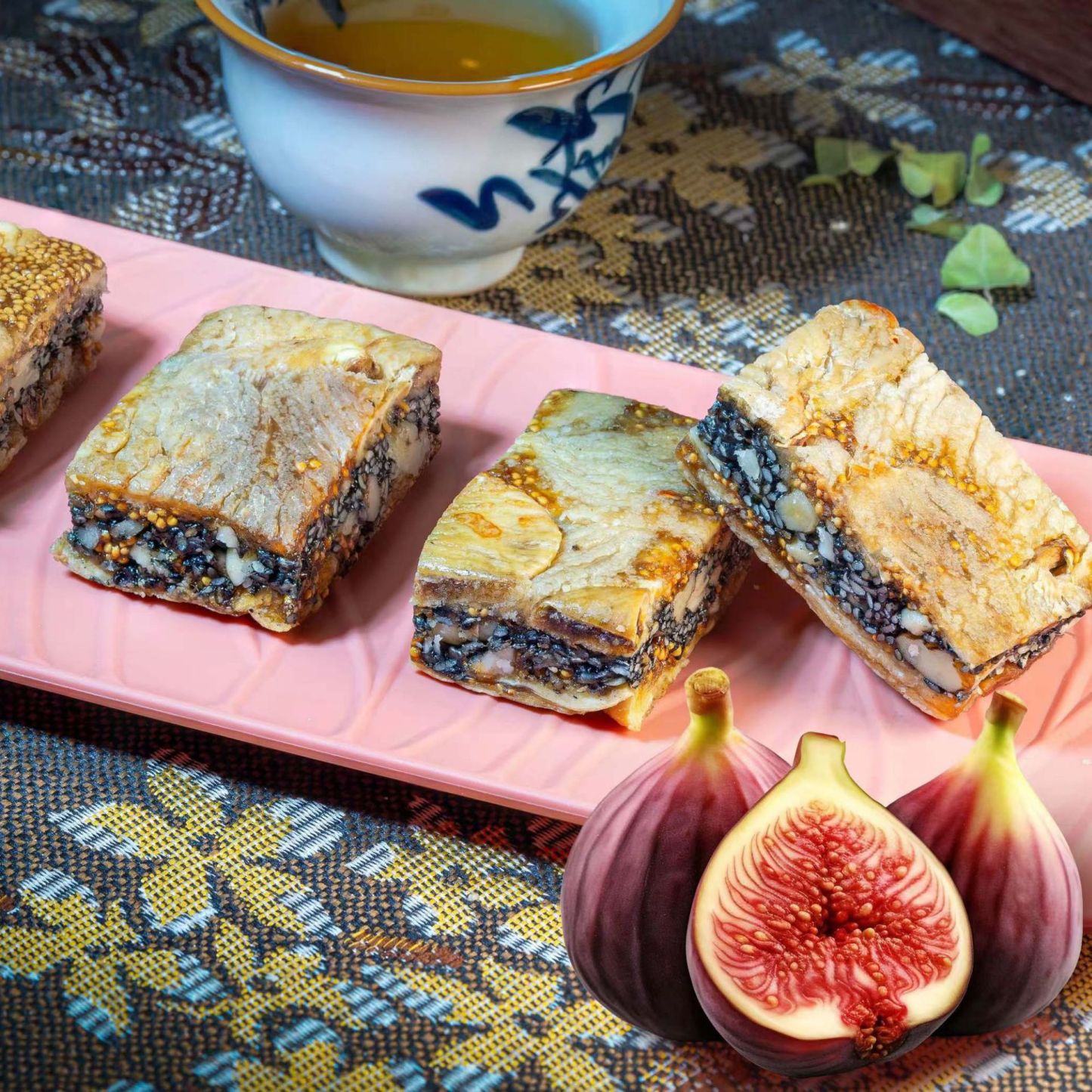 Fig, Black Sesame & Walnut Sandwich Pie - Unique Nutty & Fruity Dessert