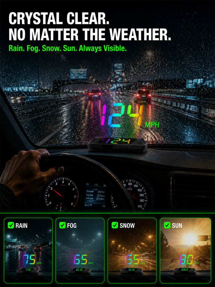 【 No Wiring】GPS Vehicle Head-Up Display Speedometer | Fighter Tech | IR Night Vision  | Real-time Speed Cam Alerts 