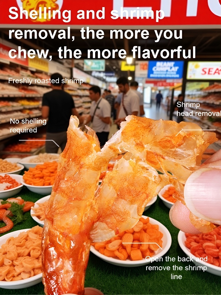 🦐 The Ultimate Crispy Snack! ✨ Wild-Caught, 0-Oil, High-Protein Shrimp. Your healthy addiction! 😋Sea-Caught Butterflied Phoenix Tail Dried Shrimp